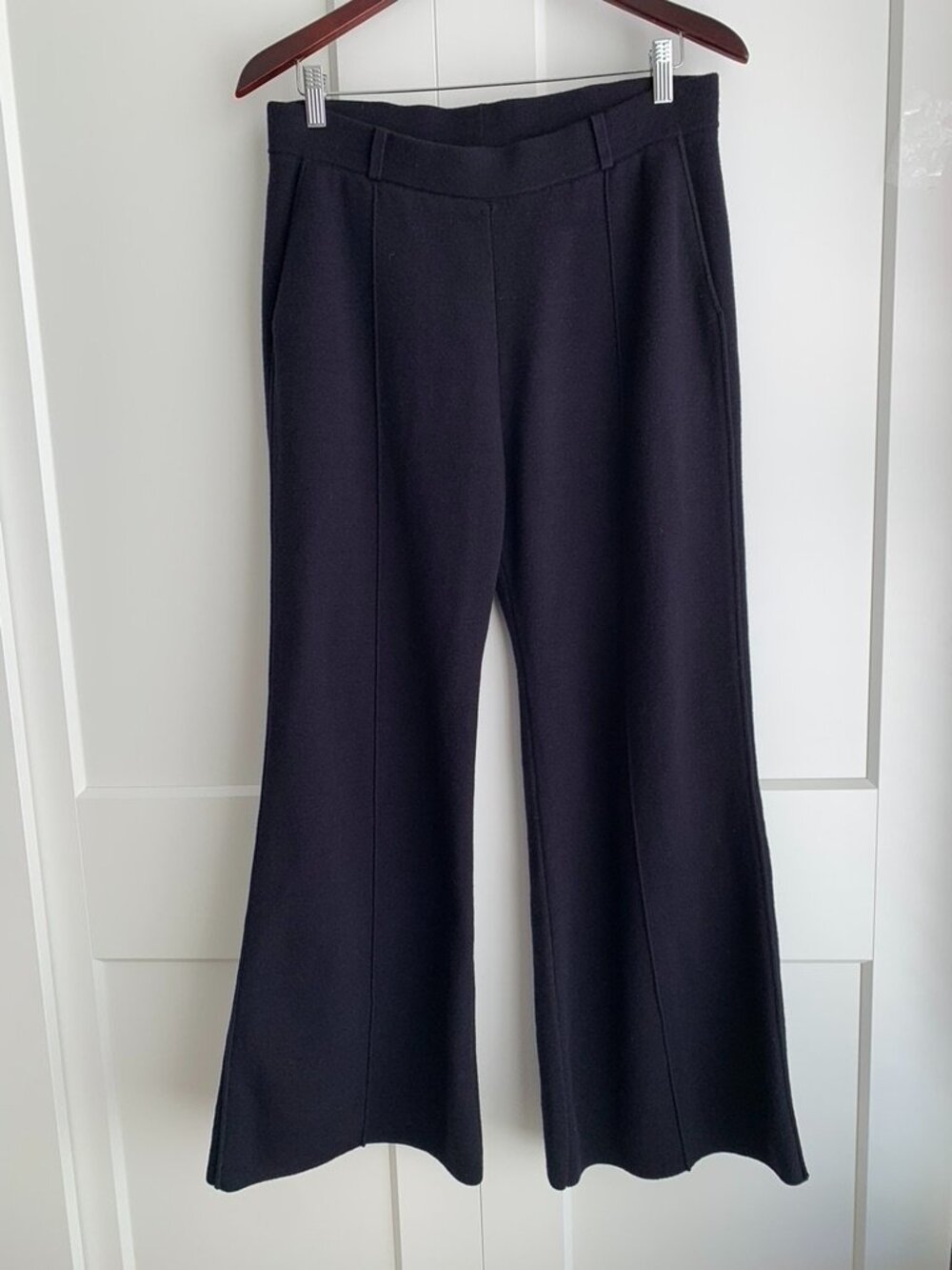 COS KNITTED FLARE PANT SIZE M Navy Blue Wool blended